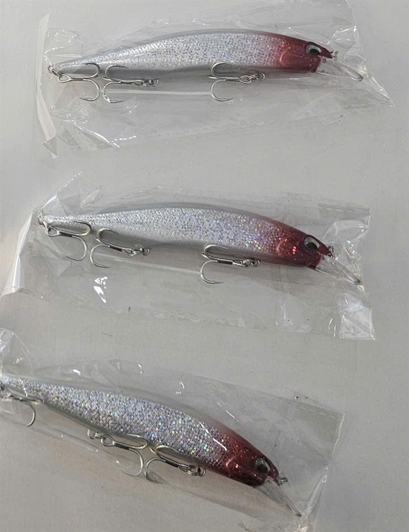 Mồi lure ngắn đỏ bạc 12cm cho nước trong